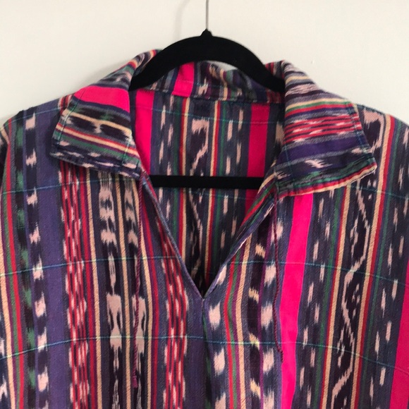 VTG Ikat tunic with hot pink stripe - Picture 3 of 3